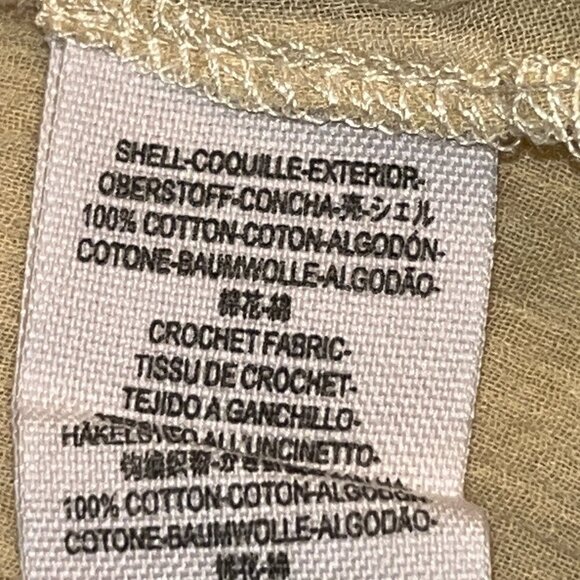 FREE PEOPLE ON THE ISLAND Butter Yellow Crocheted High Neck Peasant Blouse  - L - Picture 14 of 16